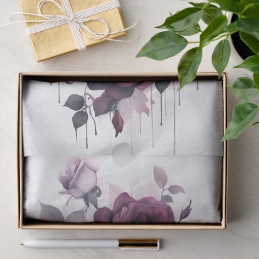 Waterverf Paarse rozen Tissuepapier (Geschenk)