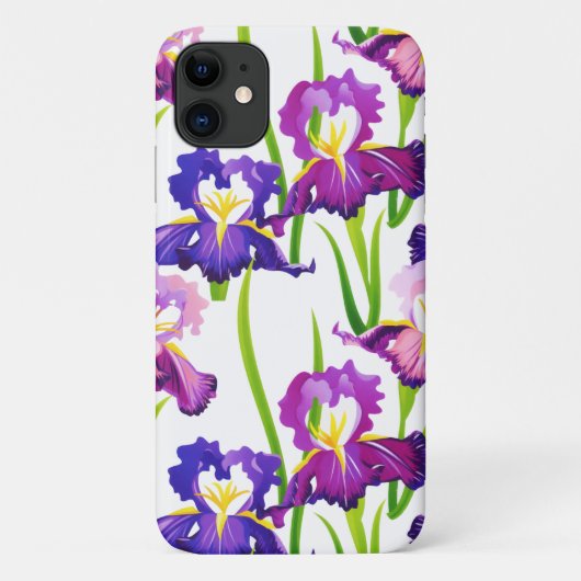 Waterverf Paarse Rustic Meadow Iris Flowers Case-Mate iPhone Case (Achterkant)