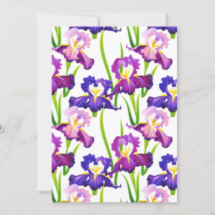 Waterverf Paarse Rustic Meadow Iris Flowers Feestdagenkaart