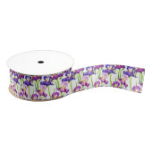 Waterverf Paarse Rustic Meadow Iris Flowers Grosgrain Lint (Spoel)