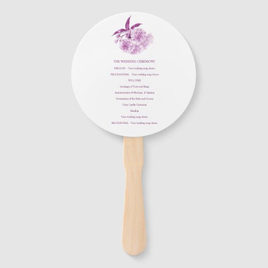 Waterverf paarse supporters voor een bloesems brui handwaaier (Achterkant)