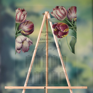 Waterverf Paarse Tulpen Trouwstoel Grafiek Acryl Bord