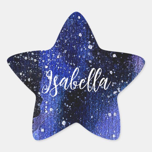 Waterverf Paarse Universum Ster Sticker (Voorkant)