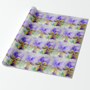 Waterverf Paarse Viola Pansy bloemen Cadeaupapier