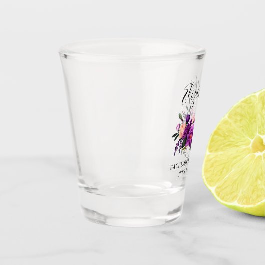 Waterverf Paarse Violet Floral Bachelorette Shot Glas (Links)