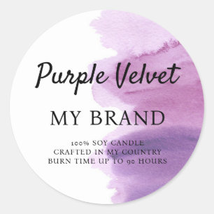 Waterverf Paarse Violet Kaars Productlabel Ronde Sticker