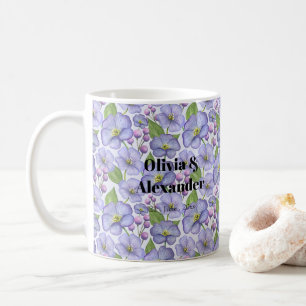 Waterverf Paarse Viooltjes & Bloemmotief Koffiemok
