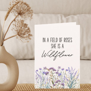 Waterverf Paarse Wilde Bloem Tuin Natuur Citaat Kaart
