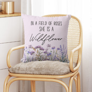 Waterverf Paarse Wilde Bloemenwei Quote Kussen