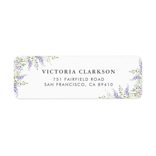 Waterverf Paarse Wisteria Return Address Label (Voorkant)