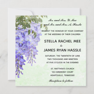 Waterverf Paarse Wisteria Wedding Kaart