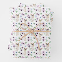 Waterverf paasbunny Floral Pattern Gift White