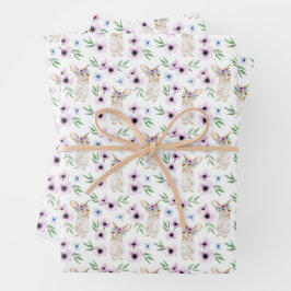 Waterverf paasbunny Floral Pattern Gift White Inpakpapier Vel