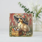 Waterverf paaseend met eitjes feestdagenkaart (Staand voorkant)