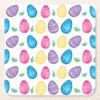 Waterverf paaseiertantpatroon vierkante kartonnen onderzetter