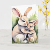 Waterverf paashaas liefde kaart (Gele Bloem)