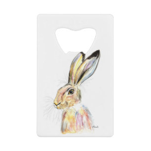 Waterverf Paashare Bunny Cute Animals Kredietkaart Flessenopener