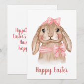 Waterverf paaskonijn feestdagenkaart (Voorkant / Achterkant)
