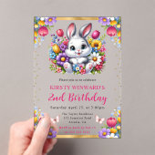 Waterverf Paaskonijn Lente Bloemen Verjaardag Acryl Uitnodigingen (Insitu (Draagbaar))