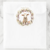 Waterverf Paaslam gepersonaliseerd Ronde Sticker (Tas)