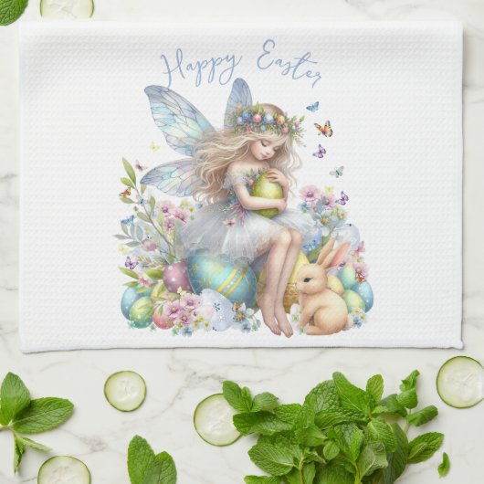 Waterverf paaslente fee theedoek (Gevouwen)