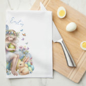 Waterverf paaslente fee theedoek (Quarter Fold)