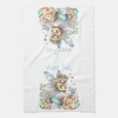 Waterverf paaslente fee theedoek (Verticaal)