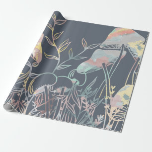 Waterverf paddenstoelen cadeaupapier