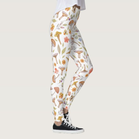 Waterverf Paddenstoelen en bloemen Leggings (Rechts)