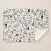 Waterverf Paddenstoelen en grijze bladeren Sherpa Deken (Voorkant (horizontaal))