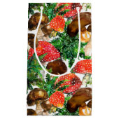 Waterverf paddenstoelen en groen varenpatroon klein cadeauzakje (Voorkant)