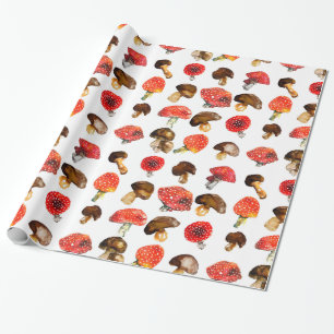 Waterverf paddenstoelen Het patroon van de herfst  Cadeaupapier