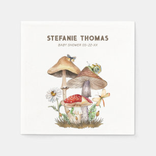Waterverf Paddestoel & Insecten Baby shower Servet