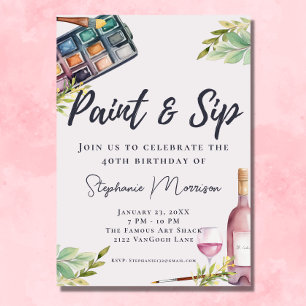 Waterverf Paint & Sip Art Verjaardag Kaart