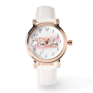 Waterverf Paint Strokes Boss Lady Roos Gold Horloge