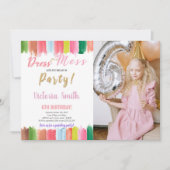 Waterverf Paint Verjaardag Uitnodiging met Foto (Voorkant)