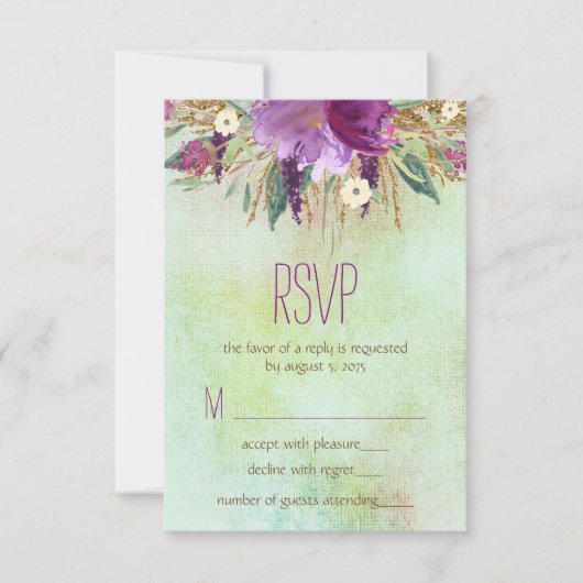 Waterverf Painted Flower Wedding RSVP (Voorkant)