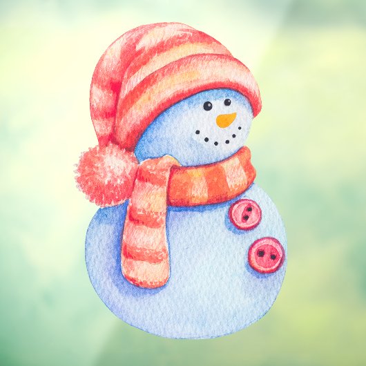 Waterverf Painted Winter Snowman Business Raamsticker (Vel 3)
