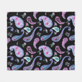 Waterverf Paisley Black Lavender Roze Blauw Fleece Deken (Voorkant (Horizontaal))