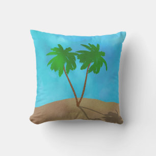 Waterverf Palm Beach Scene Collage Buitenkussen