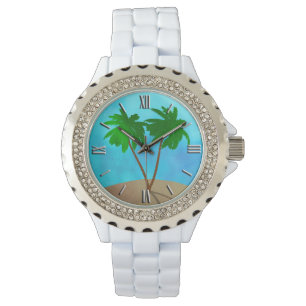 Waterverf Palm Beach Scene Collage Horloge