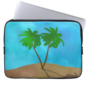 Waterverf Palm Beach Scene Collage Laptop Sleeve
