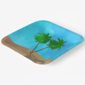 Waterverf Palm Beach Scene Collage Papieren Bordje (Gebogen)