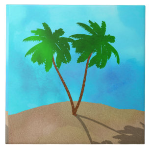 Waterverf Palm Beach Scene Collage Tegeltje