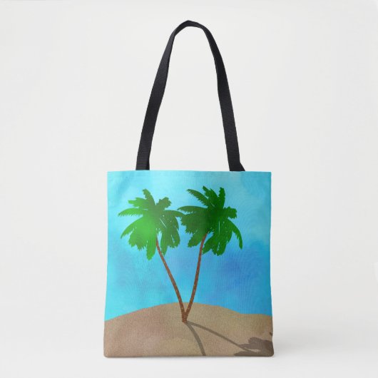 Waterverf Palm Beach Scene Collage Tote Bag (Voorkant)