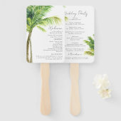 Waterverf Palm Beach Wedding Program Handwaaier (Voorkant en achterkant)