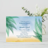 Waterverf Palm Leaves Rehearsal Dinner Kaart (Staand voorkant)