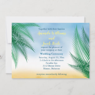 Waterverf Palm Leaves Wedding Kaart