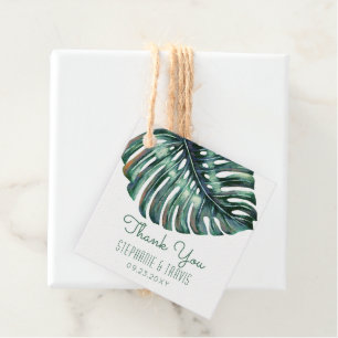 Waterverf Palm Monstera Tropisch Hartelijk dank Bedankjes Labels