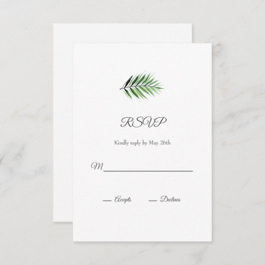 Waterverf Palm RSVP Kaartje (Voorkant / Achterkant)